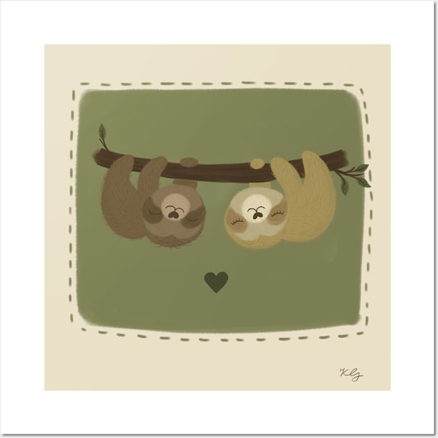 Sloth love Wall Art by Merethbee